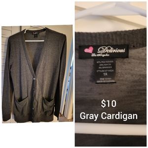 Gray Button-up Cardigan